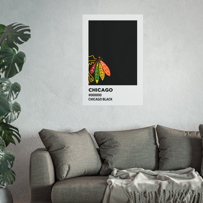 Chicago Professional Hockey Team Paint Swatch - Chicago Feathers Black