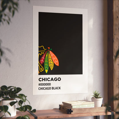 Chicago Professional Hockey Team Paint Swatch - Chicago Feathers Black