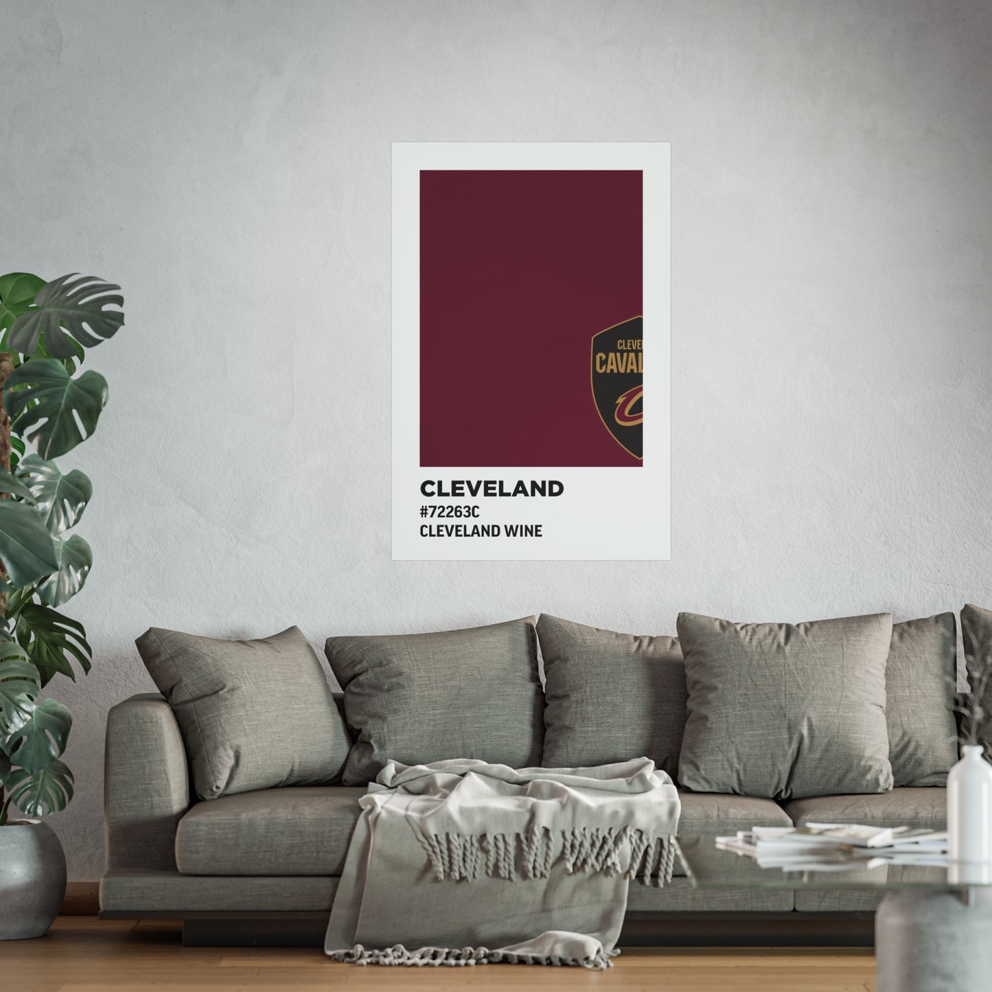 Cleveland Professional Basketball Team Paint Swatch - Cleveland Logo Wine