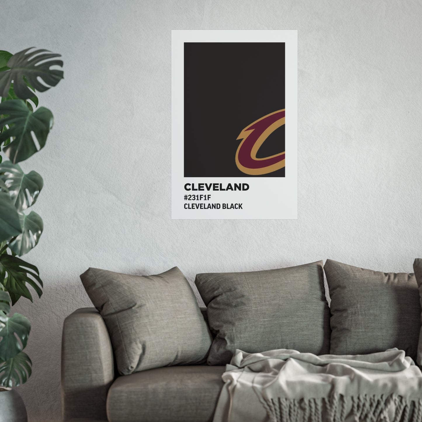 Cleveland Professional Basketball Team Paint Swatch - Cleveland Logo Black