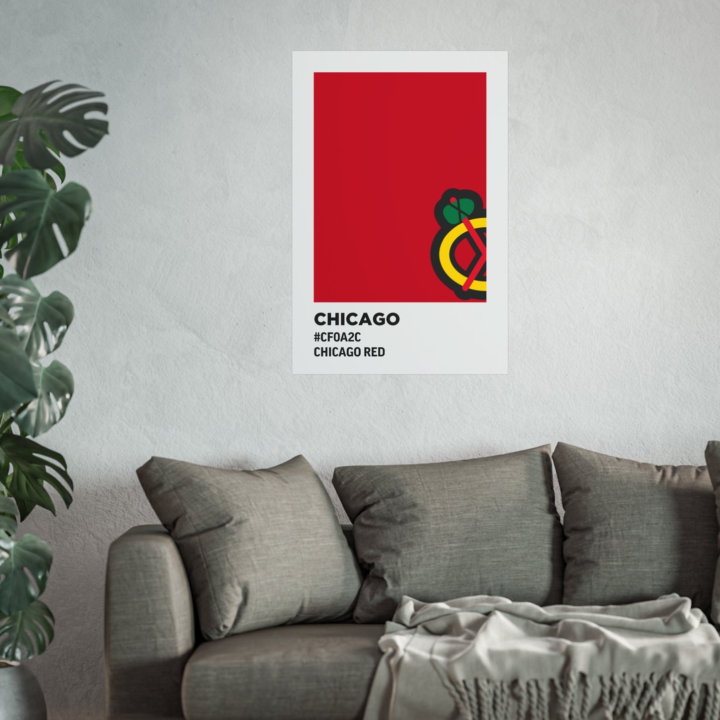 Chicago Professional Hockey Team Paint Swatch - Chicago Secondary Logo Red