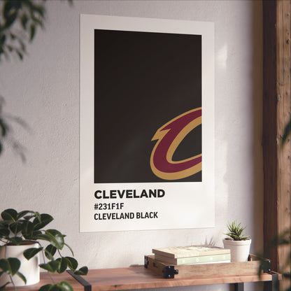 Cleveland Professional Basketball Team Paint Swatch - Cleveland Logo Black